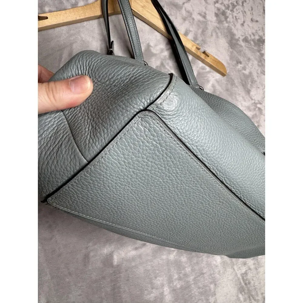 Coach Edie 31 Bag Womens Blue Pebbled Leather Shoulder Zip Pockets Gunmetal